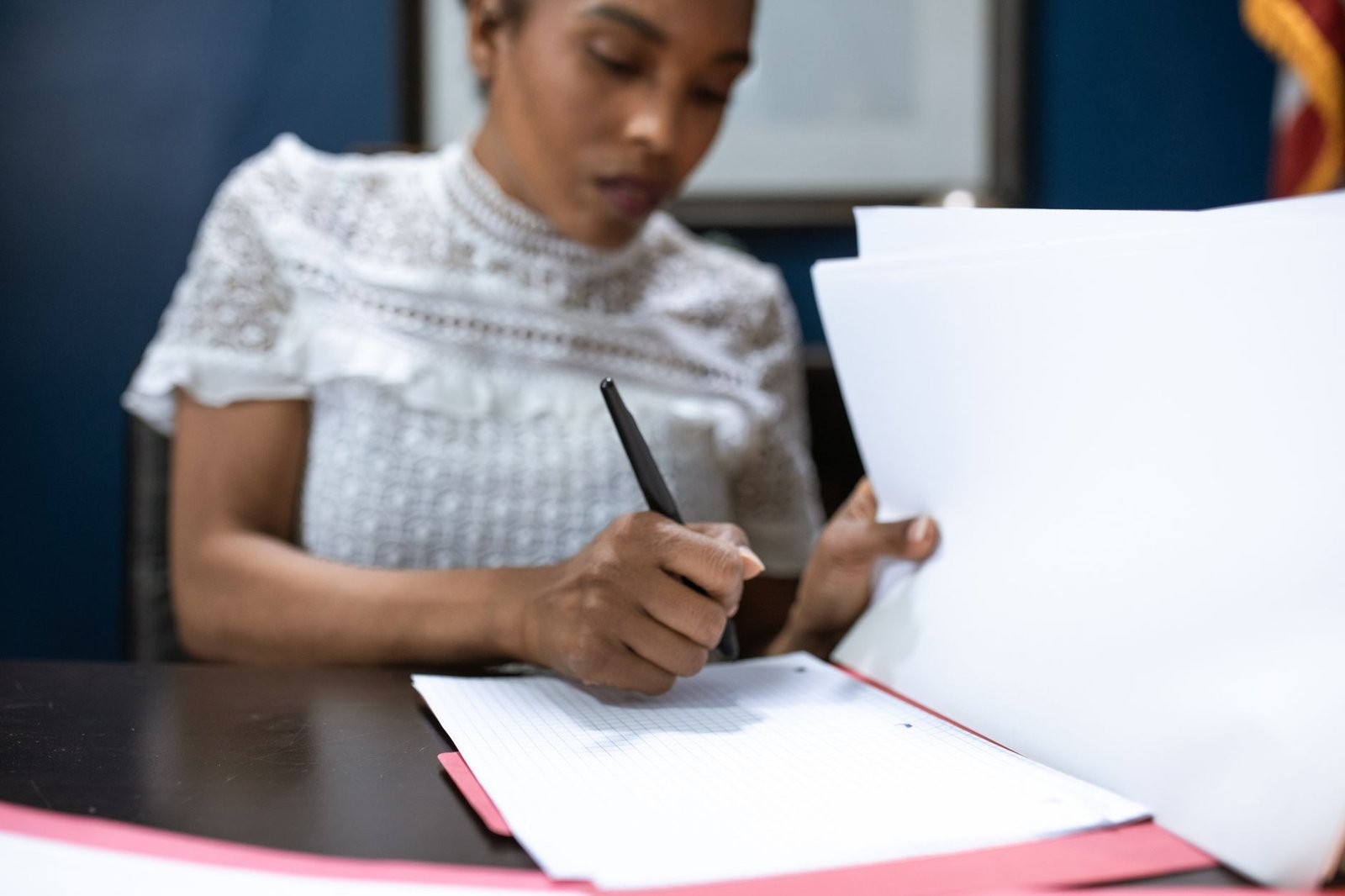 Veteran reviewing documents after learning how to request your VA claims file